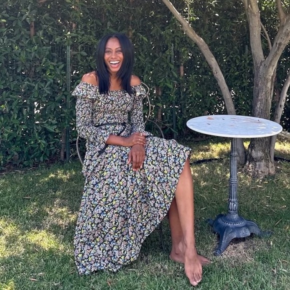 NWT Doen Rosenda Cotton Ruffle Smocked Long Sleeve Maxi Dress Blossom Breeze - Picture 8 of 16